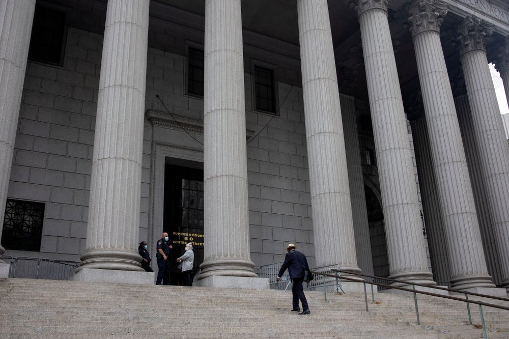 The steps leading up to the New York State Supreme Court.