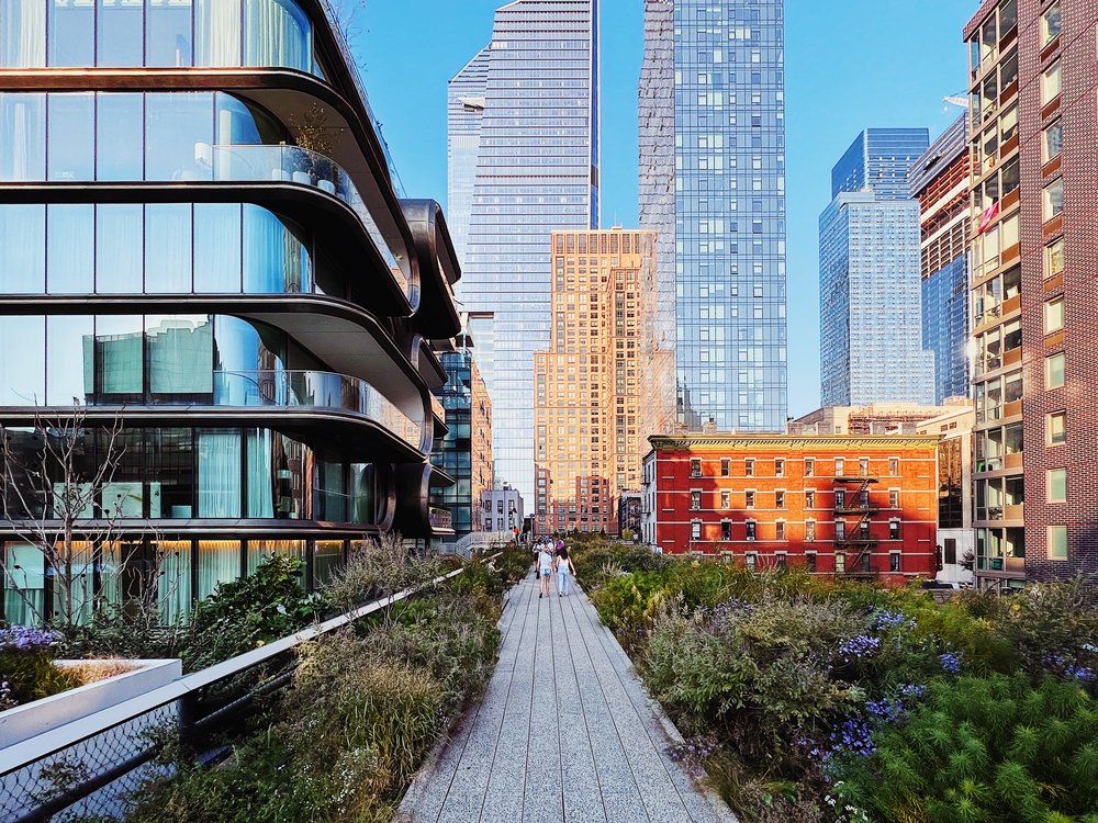 The Highline Park covered in blooming foliage.