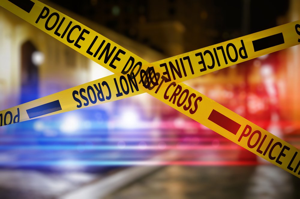 Police tape at a crime scene
