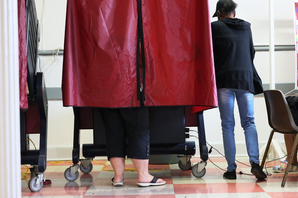 A person votes during at St. Joseph's Roman Catholic Church on June 07, 2022 in Hoboken.
