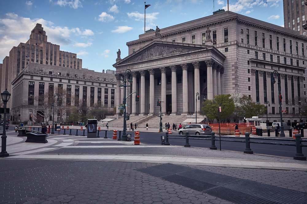 A view of a court building in Manhattan