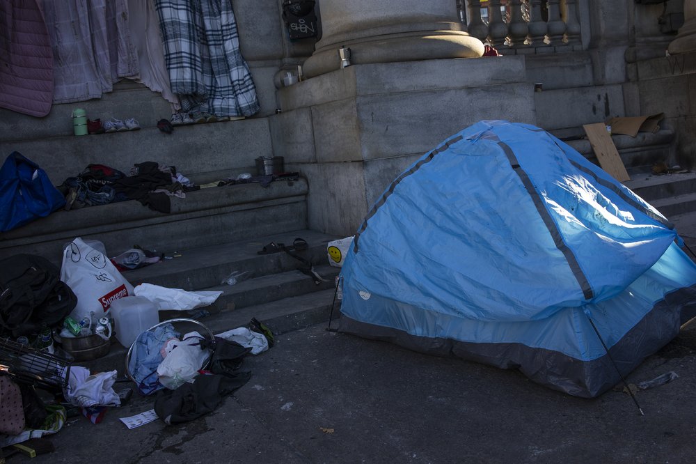 Photo of a tent on NYC street