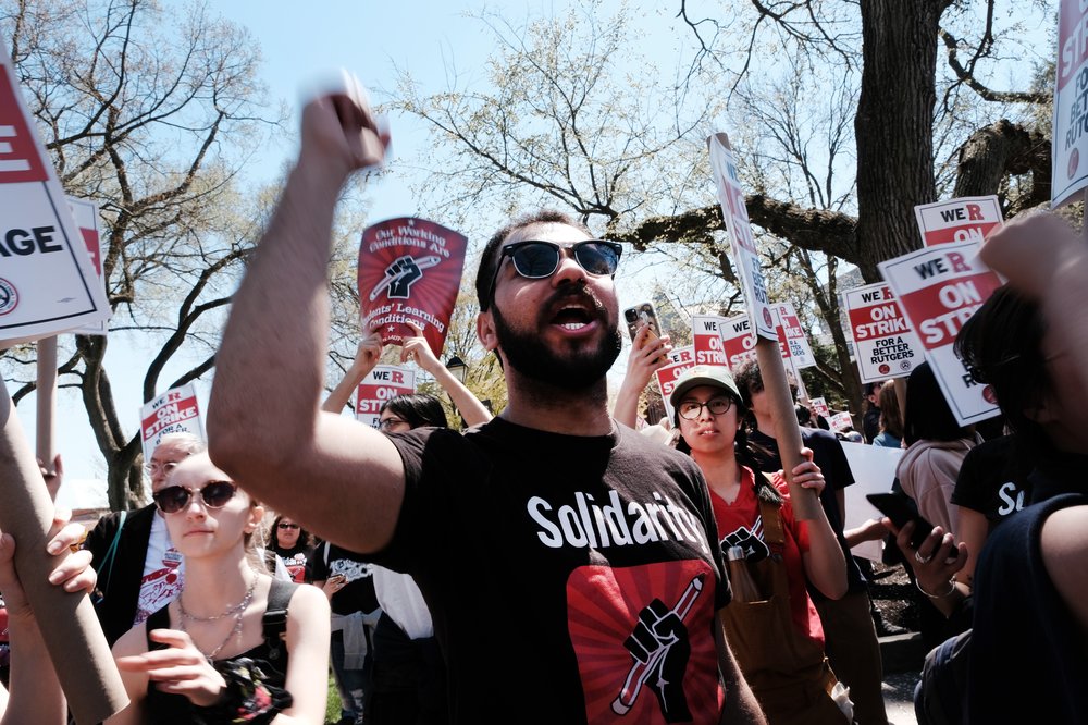 Rutgers students and faculty began their demonstrations Monday as the school's first-ever faculty strike in its 256-year history began.