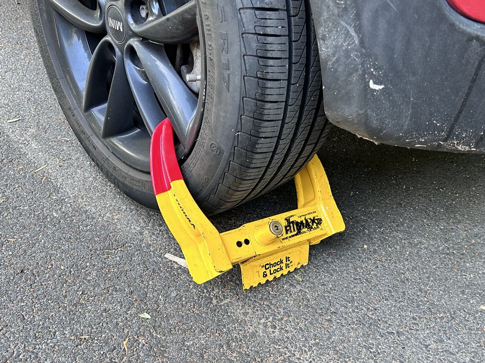 a traffic boot on a tire