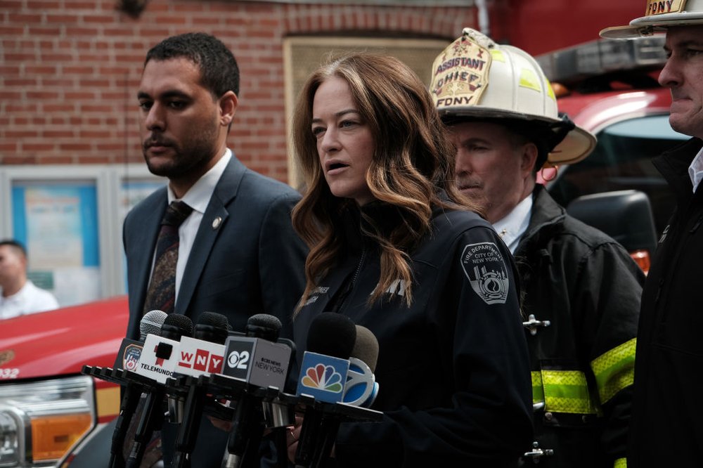 Fire Commissioner Laura Kavanagh speaks at a press conference at a building where four people died in a fire in Manhattan's Chinatown on June 20, 2023.