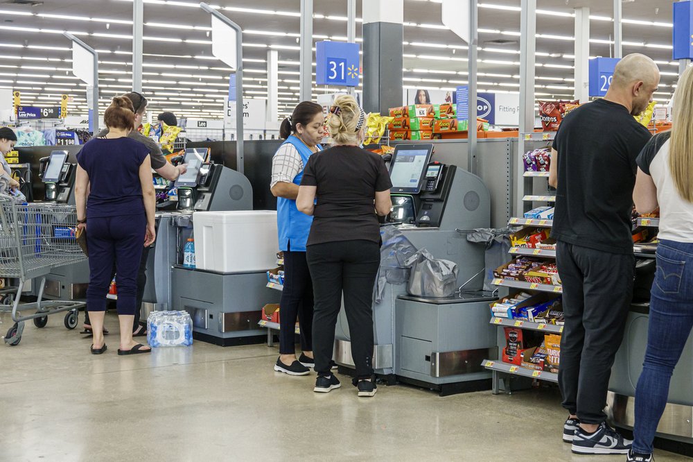 Photo of self-checkout at Walmart