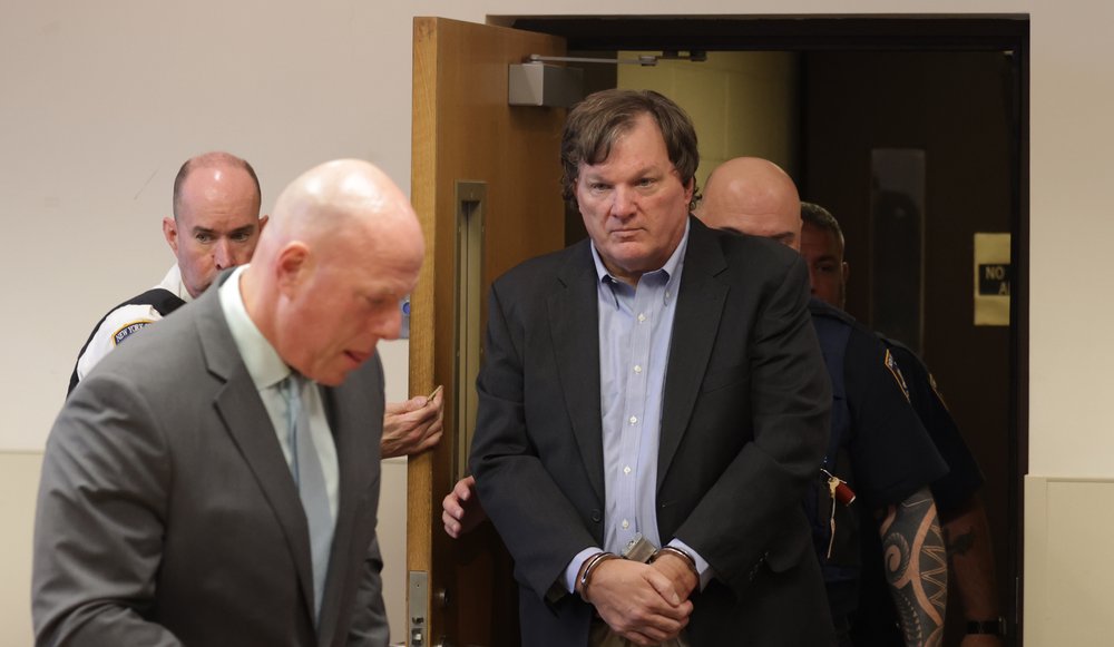 Accused Gilgo Beach killer Rex Heuermann appears in Suffolk County court in Riverhead, New York, on Aug. 1, 2023.
