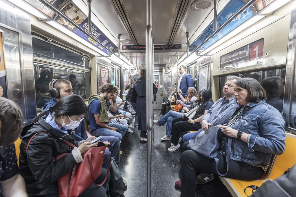 Commuters on the subway