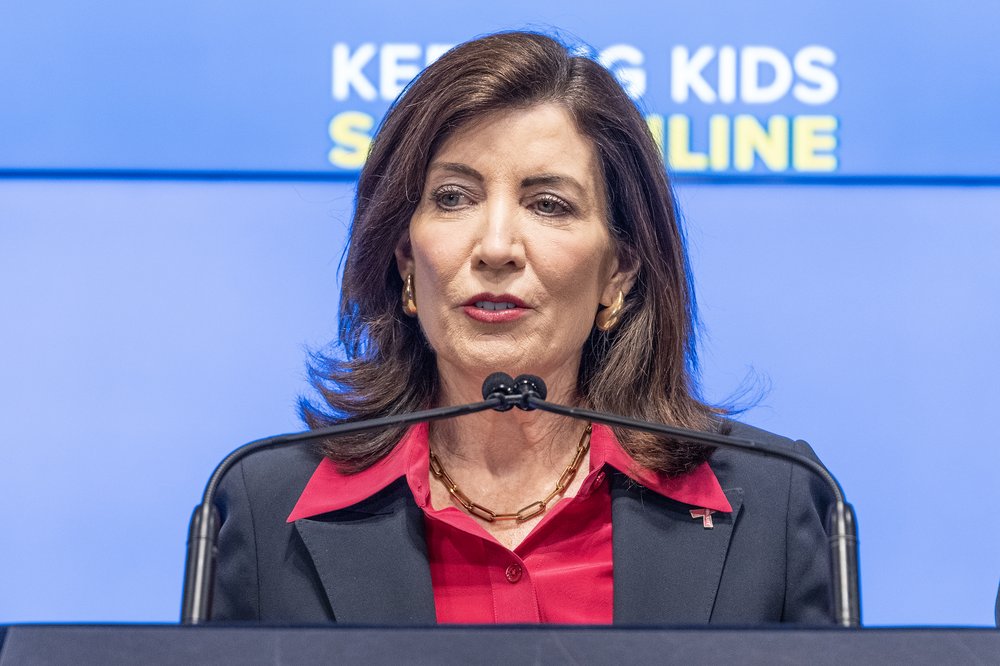 New York Gov. Kathy Hochul speaks at an event on Oct. 11, 2023.