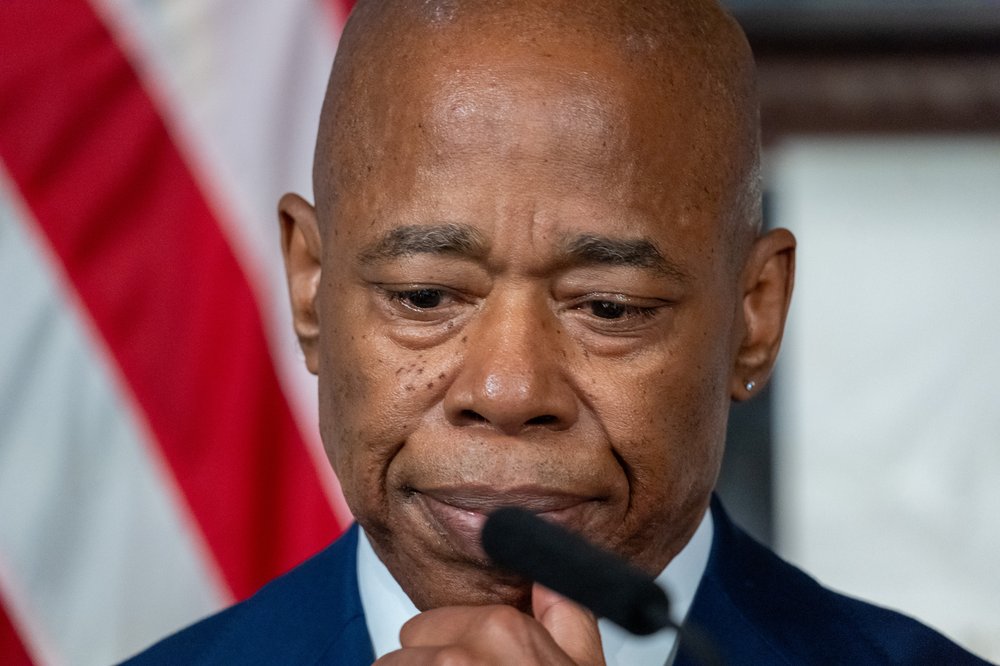 New York City Mayor Eric Adams hosts a media briefing at City Hall in Manhattan on Nov. 14, 2023.
