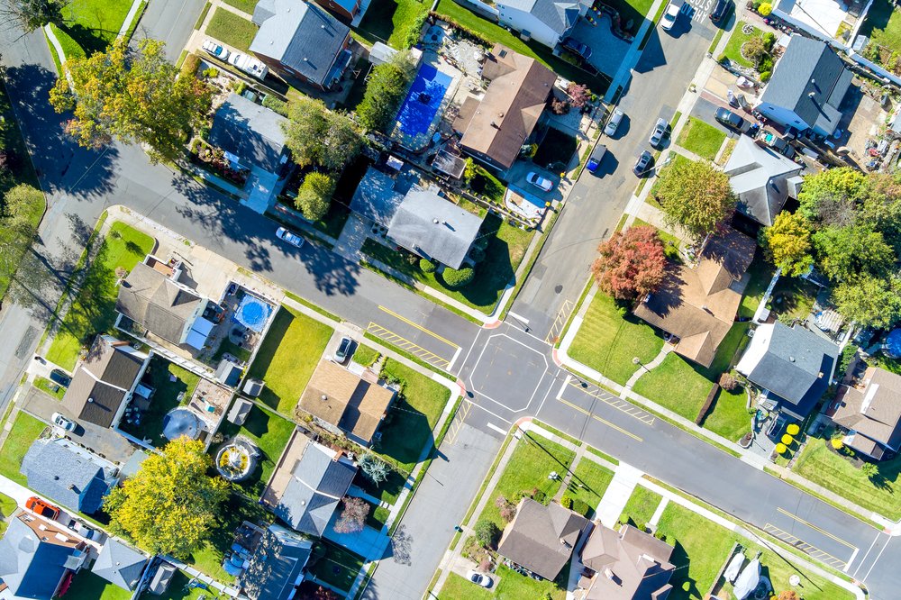 NJ suburb aerial