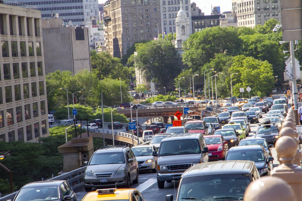 A traffic jam in New York City.