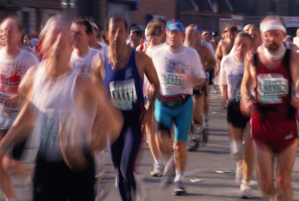 Runners in motion for the New York City Marathon.