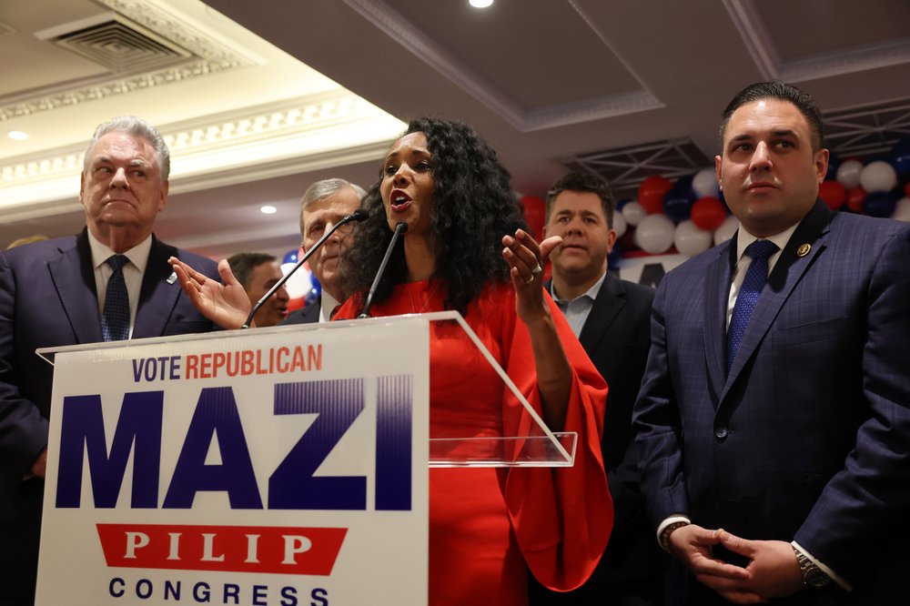 Republican U.S. House candidate Mazi Pilip attends an election-night watch party after losing her race in a special election to replace former Republican Rep. George Santos.