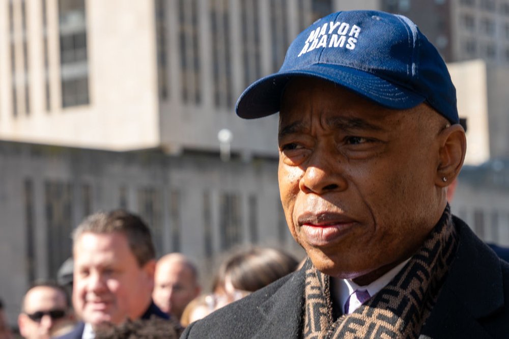 New York City Mayor Eric Adams attends a memorial for the 30th anniversary of the killing of local teenager on March 1, 2024.