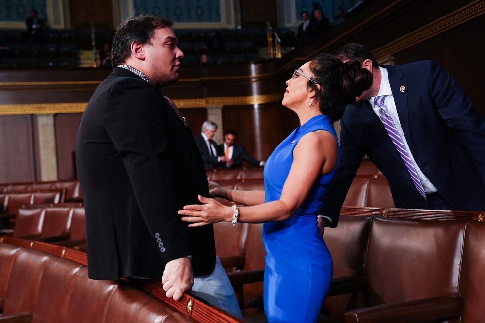 A photo of George Santos at President Joe Biden's 2024 State of the Union.