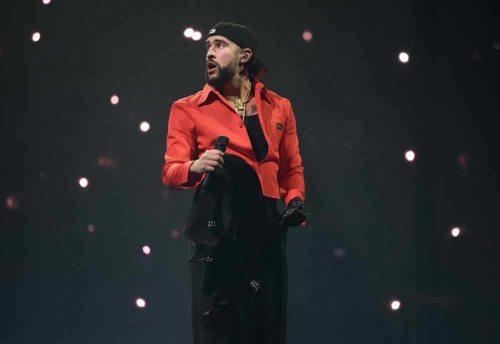 Bad Bunny performs during his "Most Wanted" tour at Barclays Center in April 2024.