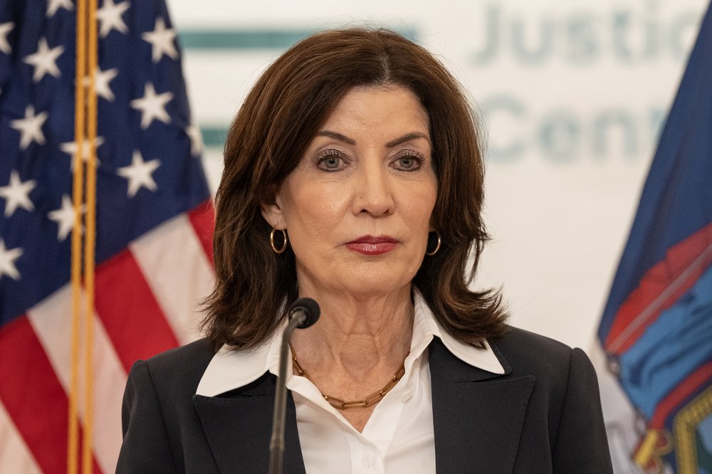 Governor Kathy Hochul speaks during announcement on inclusion of money for Mental Health and Public Safety Budget for fiscal year 2025 at Midtown Community Justice Center.