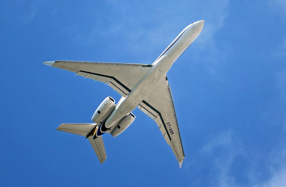 A Bombardier Global 7500 jet lands at an airport in Barcelona, Spain, on May 27, 2024.