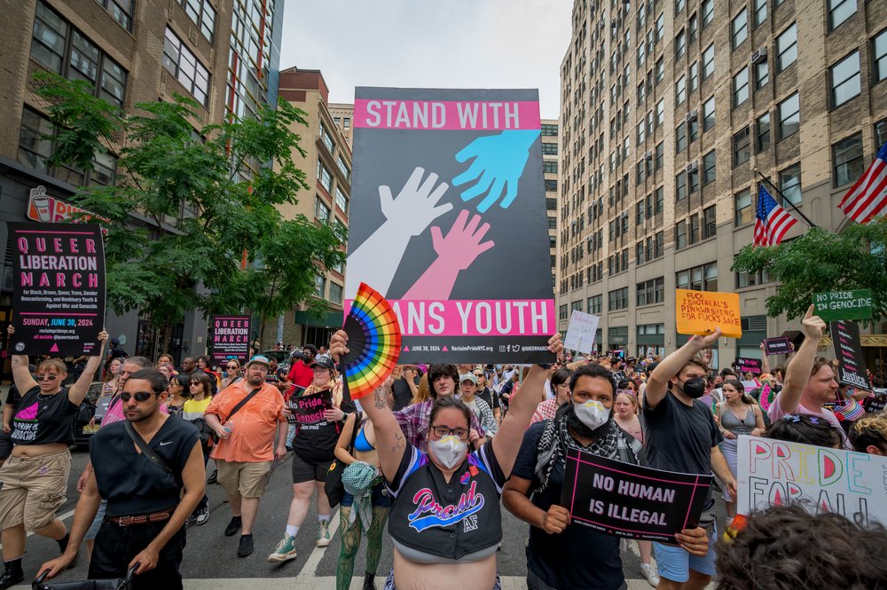 Protesters in a queer liberation march.
