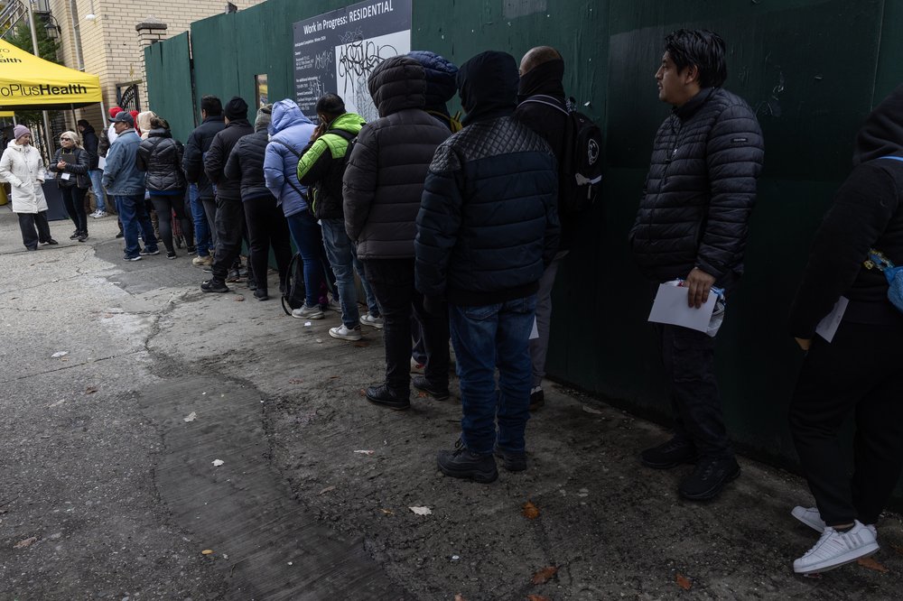 The immigrant rights group New Immigrant Community Empowerment (NICE) distributes free turkeys ahead of Thanksgiving on Nov. 22, in Jackson Heights, Queens.