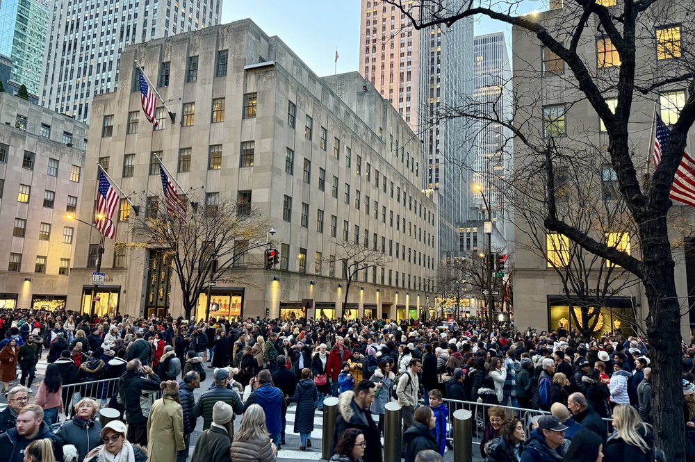 People crowd Fifth Avenue, turned pedestrian during it's 200th anniversary celebration in New York on December 8, 2024. (Photo by Daniel SLIM / AFP) (Photo by DANIEL SLIM/AFP via Getty Images)