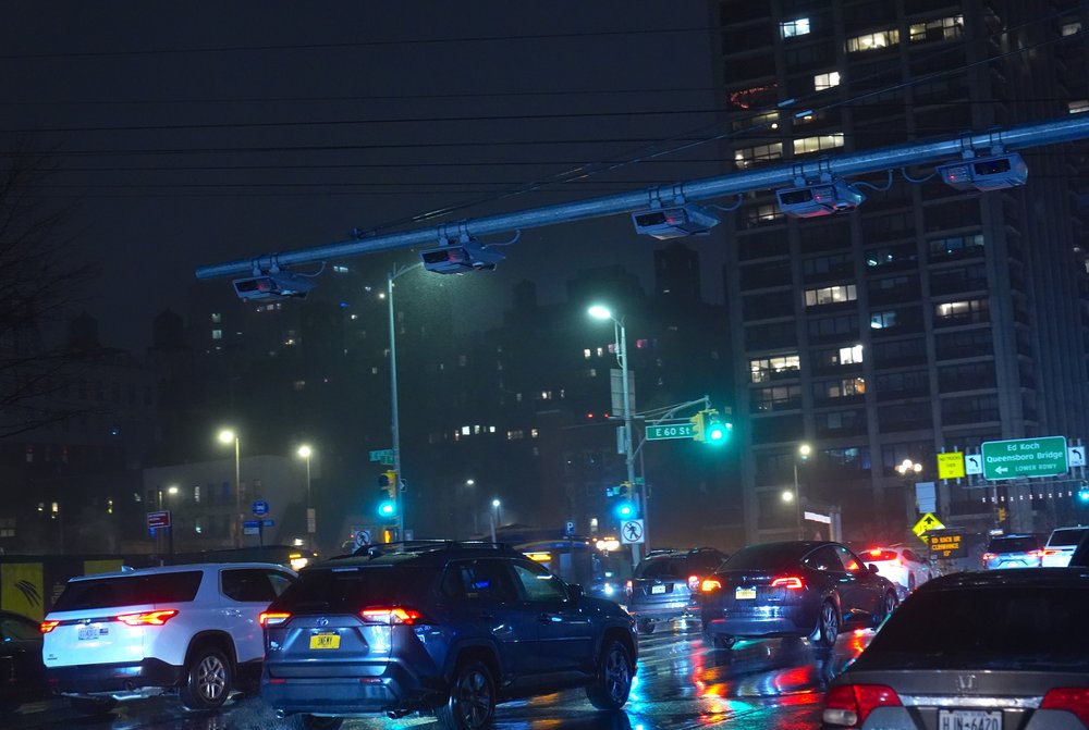 Tolling gantries in Manhattan.
