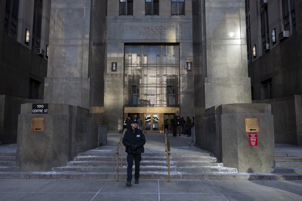 The entrance of New York Criminal Court in Manhattan.