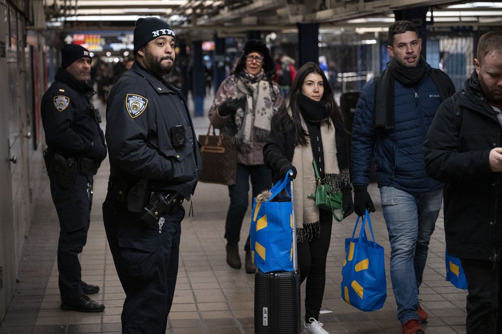 NYPD officers in the subways.