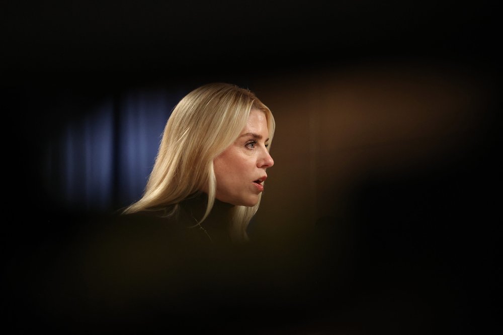 U.S. Attorney General Pam Bondi speaks at a press conference to announce a new Justice Department legal action on immigration enforcement at the Justice Department in Washington, D.C..