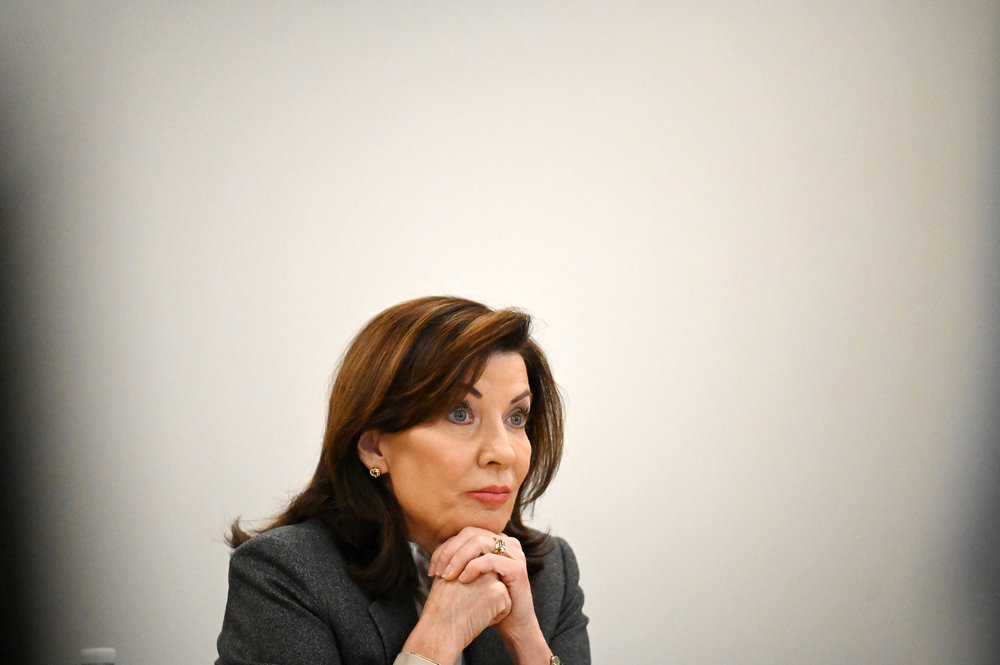 Gov. Kathy Hochul is interviewed by the Times Union editorial board on Monday, Feb. 10, 2025, in Colonie, New York.