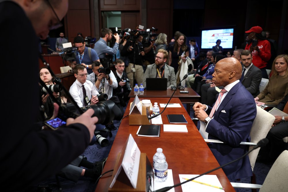 New York City Mayor Eric Adams appears before a House Oversight and Government Reform Committee hearing on Wednesday on sanctuary city policies at the U.S. Capitol.