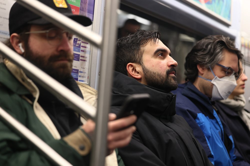 Assemblymember Zohran Mamdani of Queens on the subway.