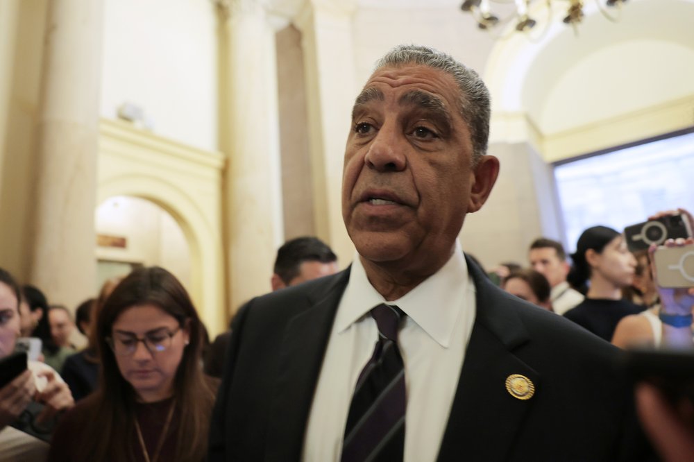 Rep. Adriano Espaillat of New York speaks in the halls of Congress in Washington, D.C., on June 12, 2025.