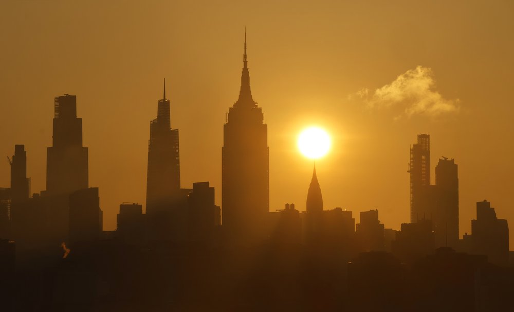 The sun on the Manhattan skyline.