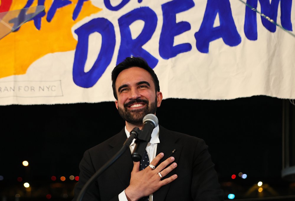 New York mayoral candidate, State Rep. Zohran Mamdani (D-NY) speaks to supporters during an election night gathering at The Greats of Craft LIC on June 24, 2025 in the Long Island City neighborhood of the Queens borough in New York City.