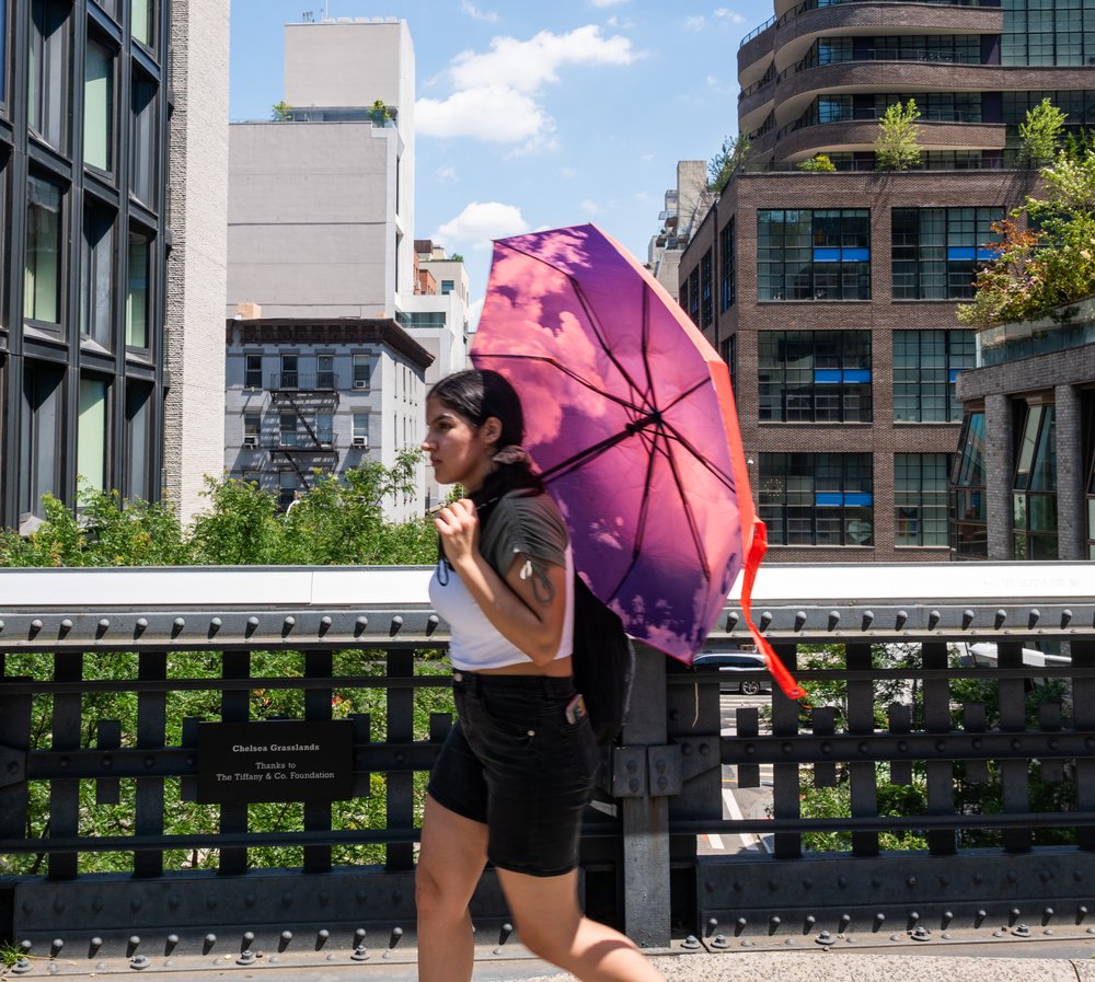 A woman walks on the High Line in Manhattan on June 25, 2025.
