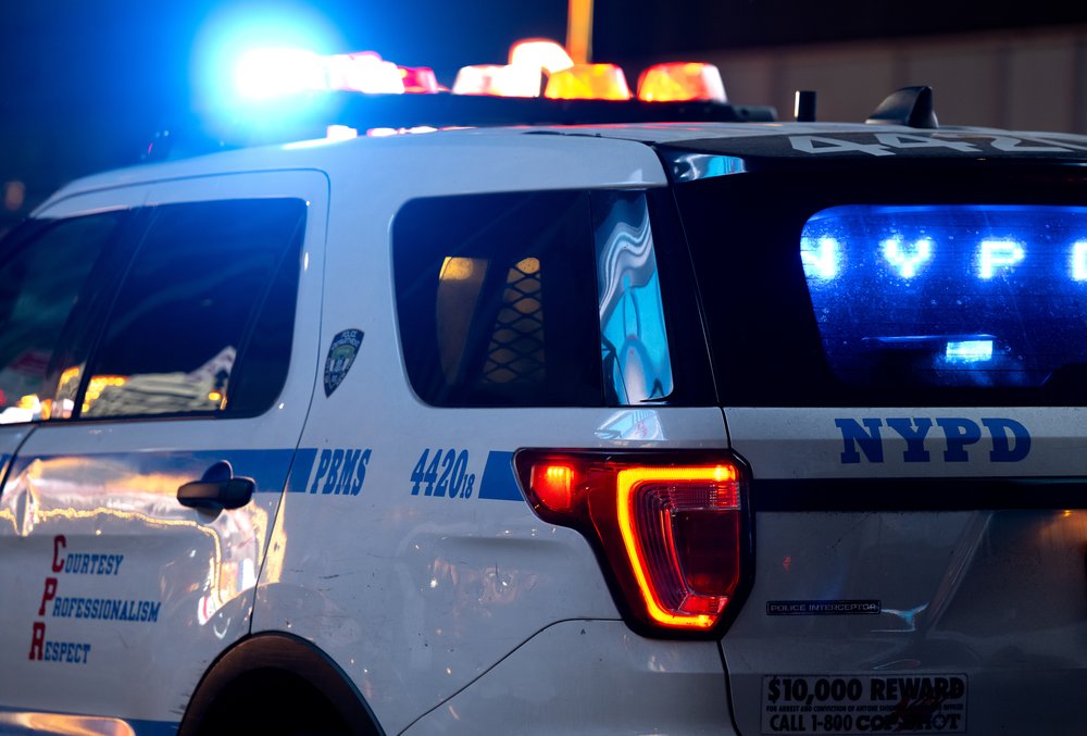 An NYPD cruiser is seen in Manhattan near Times Square on July 7, 2025.