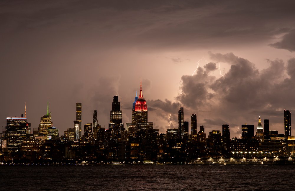 The New York City skyline is seen after a storm on June 8, 2025.