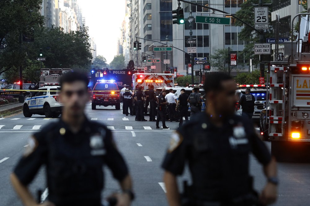 Police respond to the mass shooting on Park Avenue and East 52nd Street in Midtown on July 28, 2025.