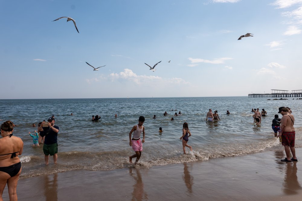 Swimmers at Coney Island in the Rockaways.