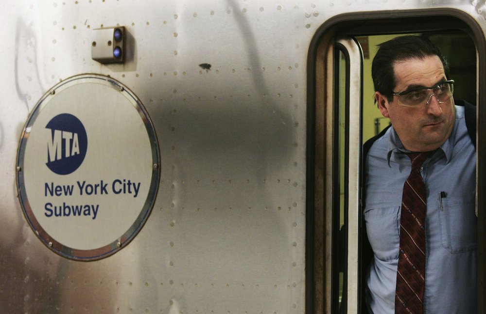 A subway train operator in New York City