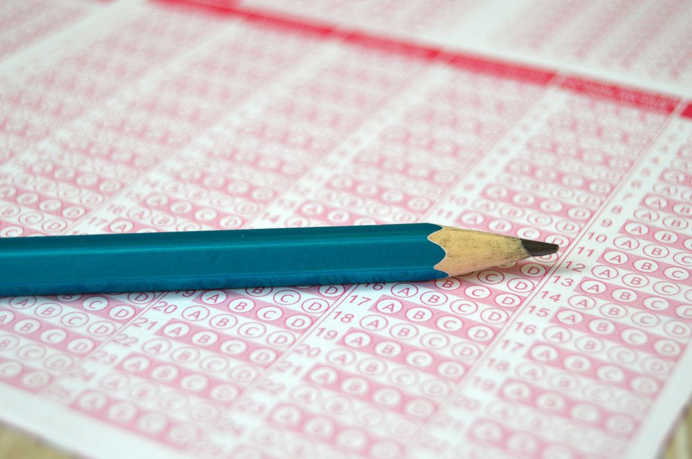 The bubble test sheet for an exam.