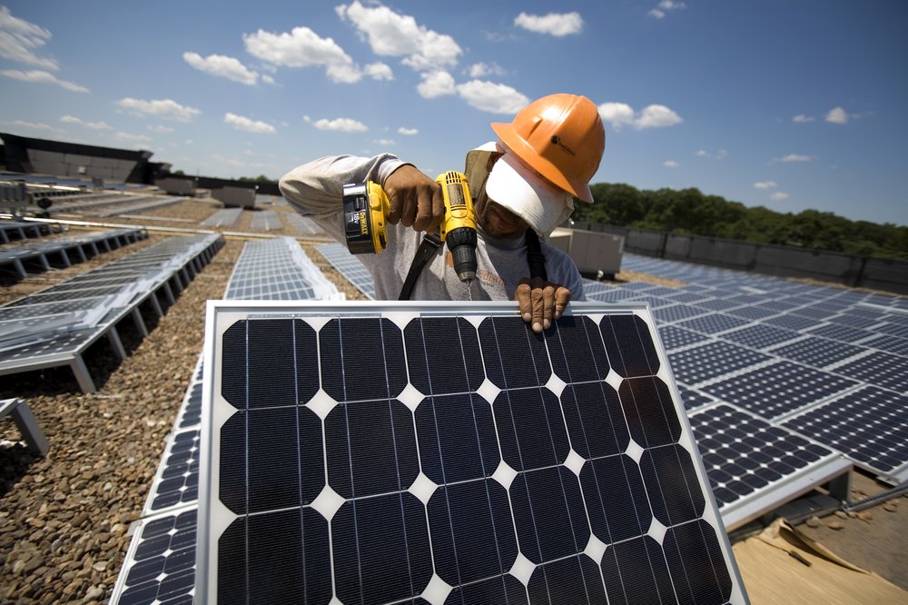 solar panels being installed
