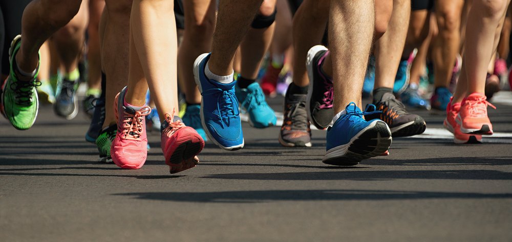 Marathon runners' feet