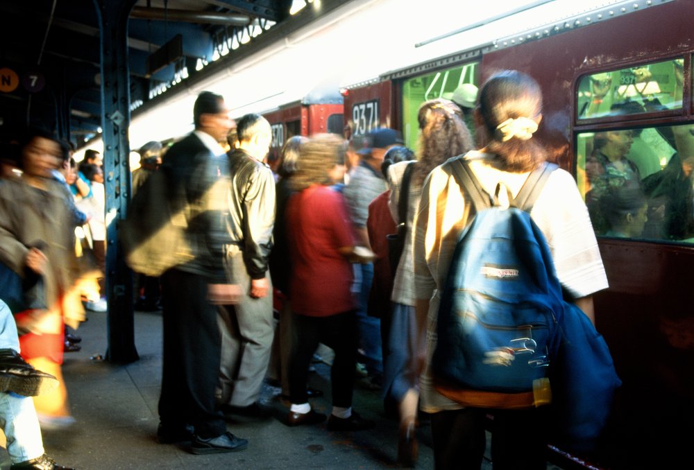 Crowded NYC subway