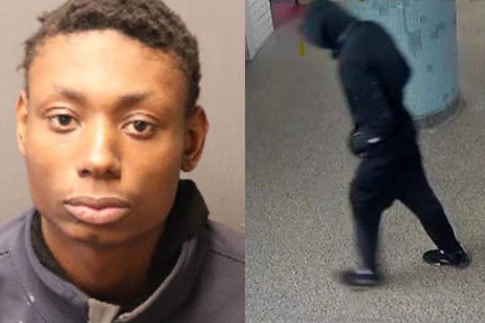 An image of a young man's face, and a screen capture of a man from a surveillance video.