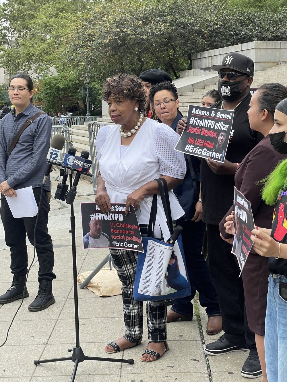 Gwen Carr, Eric Garner's mother, speaks after a court proceeding related to her son's death.