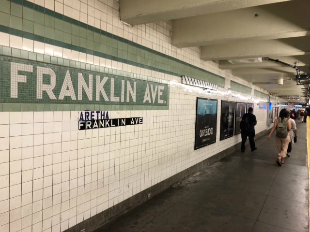 I081718aretha1.jpg Franklin Avenue station in Crown Heights
