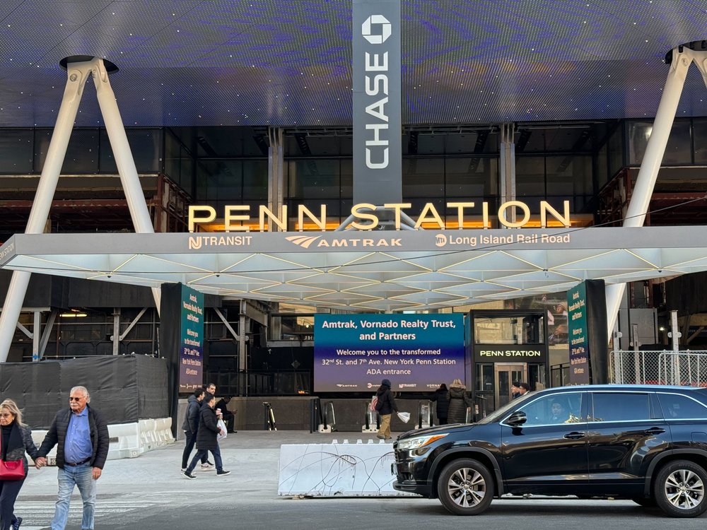 The new entrance at Penn Station features an ADA-compliant elevator, three new escalators and wider sidewalks.